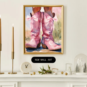 Coquette Rosa Cowgirl-skor Fototryck