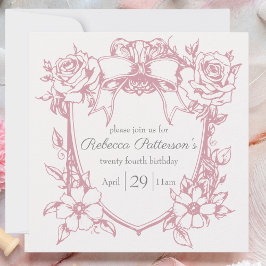 Coquette Rosa Cute Feminine Bow Ram Party Inbjudningar