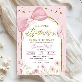 Coquette Rosa Fjäril Baby Shower Inbjudningar