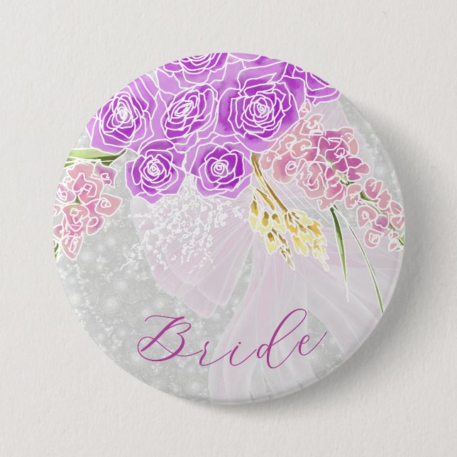 Coquette Rosa genomskinlig båge och blomma Bröllop Knapp (Framsida)
