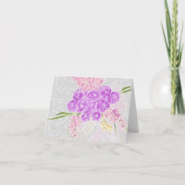 Coquette Rosa genomskinlig båge och Bouquet Tacksa Tack Kort