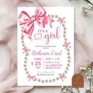 Coquette Rosa Girl Baby Shower-inbjudan Inbjudningar