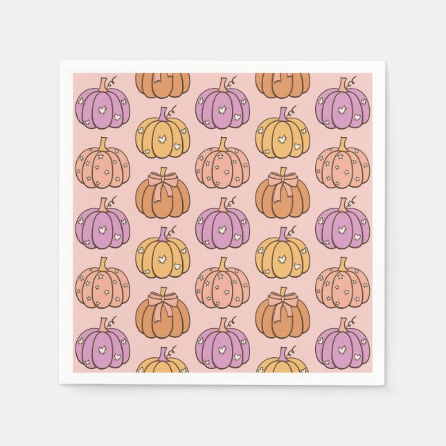 Coquette Rosa Halloween Flicka Pumpa Preppy Pappersservett (Framsidan)