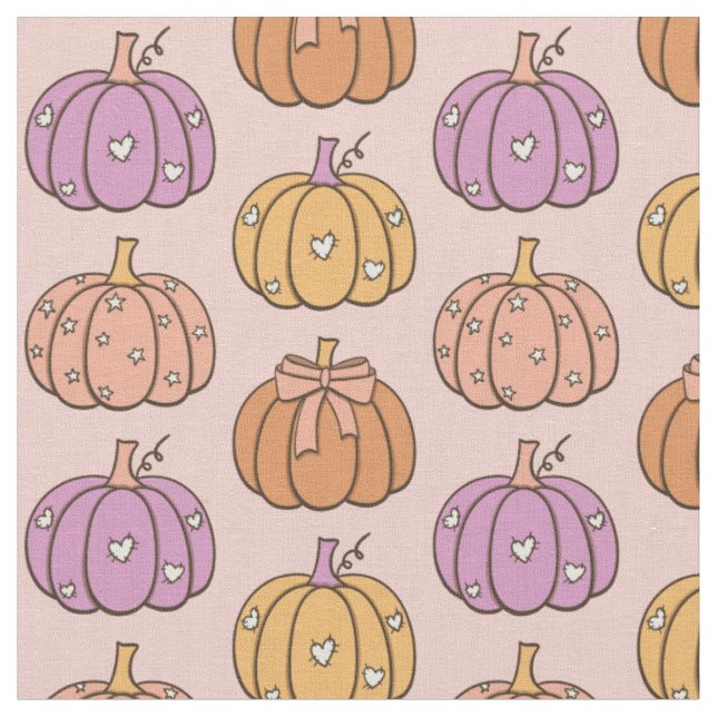 Coquette Rosa Halloween Flicka Pumpa Preppy Tyg (Närbild)