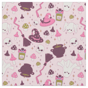 coquette rosa halloween häxcauldron hattbroom tyg