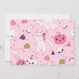 coquette rosa halloween-häxkrans inbjudningar