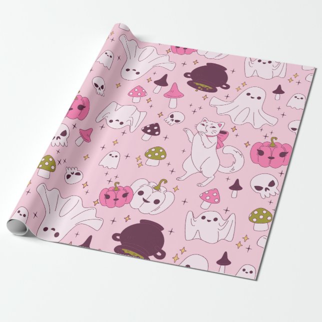 coquette rosa halloween-häxkrans presentpapper (Utrullad)