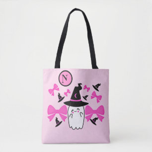 Coquette Rosa Halloween Witchy Ghost Monogram Tygkasse