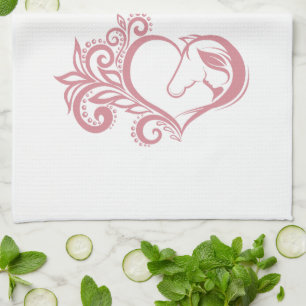 Coquette Rosa Heart Horse Girl Feminine Elegant Kökshandduk