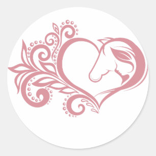 Coquette Rosa Heart Horse Girl Feminine Elegant Runt Klistermärke