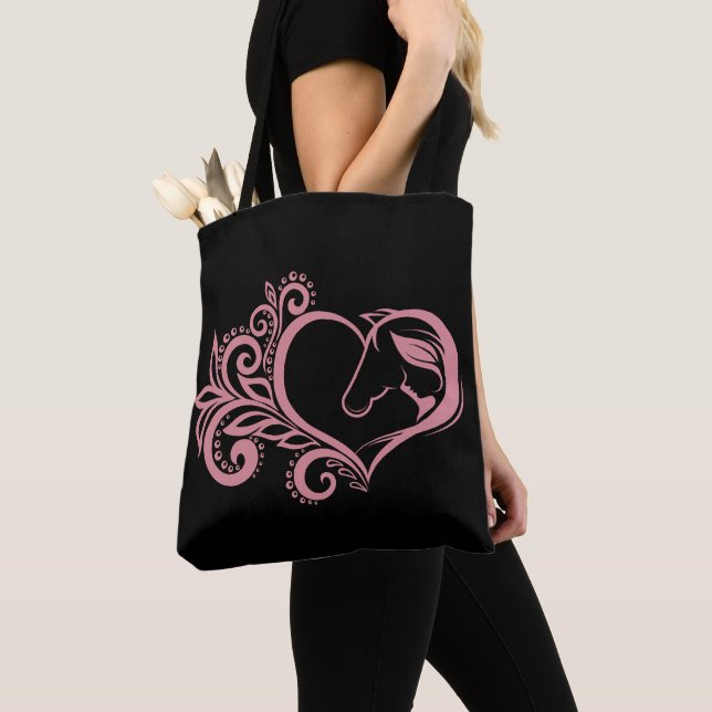 Coquette Rosa Heart Horse Girl Feminine Elegant Tygkasse (Närbild)