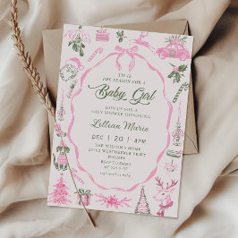 Coquette Rosa Jul Bebis Bjudan Inbjudningar