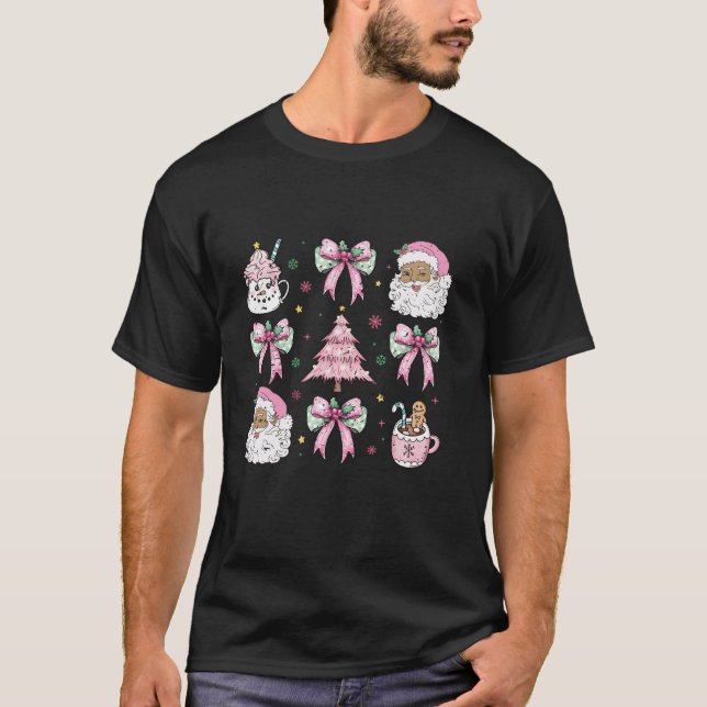 Coquette Rosa jul Bow African Brown Santa Co T Shirt (Framsida)
