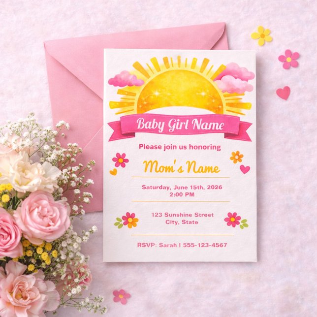 Coquette Rosa Moln Baby Girl Shower Inbjudningar (Skapare uppladdad)