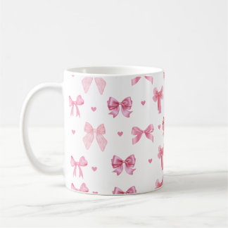 Coquette Rosa Mönster Cute Girly Ribbon Kaffemugg