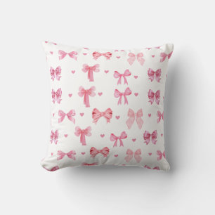 Coquette Rosa Mönster Cute Girly Ribbon Kudde