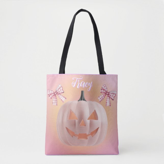 Coquette Rosa Pumpkin med Bows Anpassningsbar Tygkasse (Framsida)
