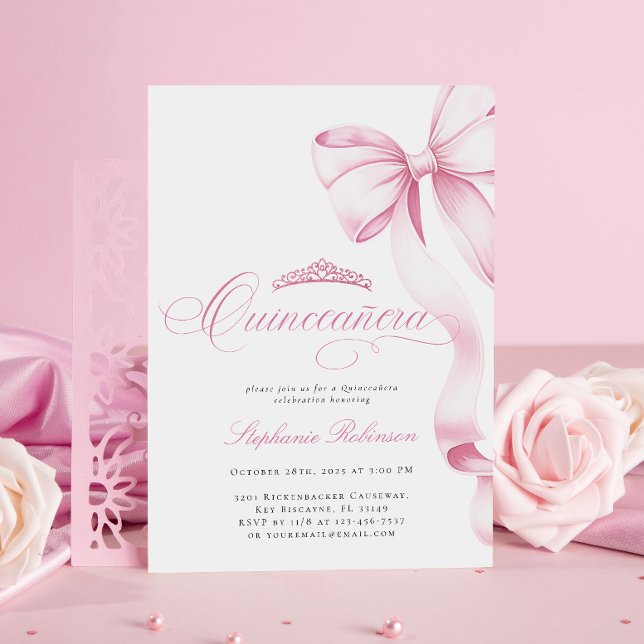 Coquette Rosa Quinceañera-inbjudan Inbjudningar (Skapare uppladdad)