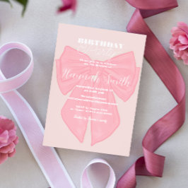 Coquette Rosa Ribbon Bow Inbjudningar