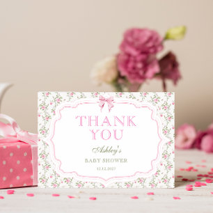 Coquette Rosa Rosett Flicka Barnkalas Tacksamhetsk Kort