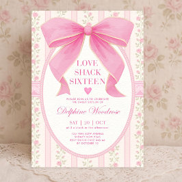 Coquette Rosa Rosett Söt 16-års Invitation Mall