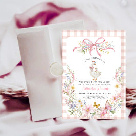 Coquette Rosa Rutiga Mönster Dumma Gås Bebisens Fö Inbjudningar