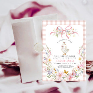 Coquette Rosa Rutiga Mönster Dumma Gås Bebisens Fö Inbjudningar