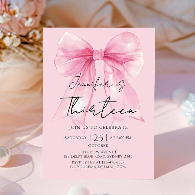 Coquette Rosa Slinga 13 Födelsedagsinbjudan Inbjudningar (Skapare uppladdad)