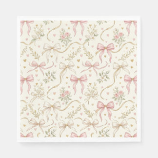 Coquette Rosa Slinga Vintage Blommiga Pappersserve Pappersservett