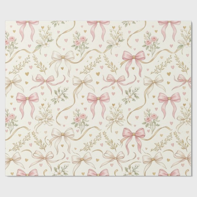 Coquette Rosa Slinga & Vintage Botanisk inslagspap Presentpapper (Platt)