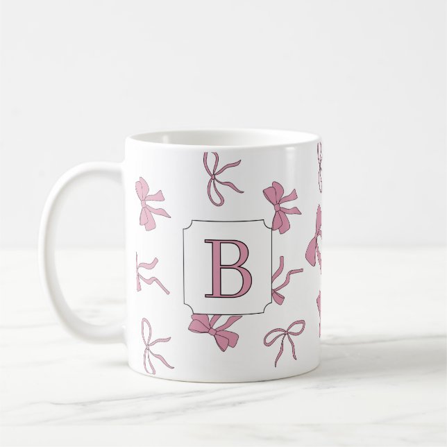 Coquette Rosa Slingor Vänster och Höger Hand Monog Kaffemugg (Vänster)