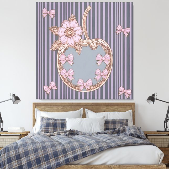 Coquette Rosa Slöja och Blommig Äpple Canvastryck (Insitu (sovrum))