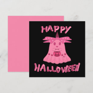 Coquette Rosa Spöket Glad Halloween Digital Konst Kort