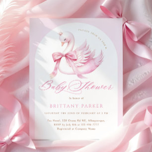Coquette Rosa Svan Baby Shower Inbjudningar
