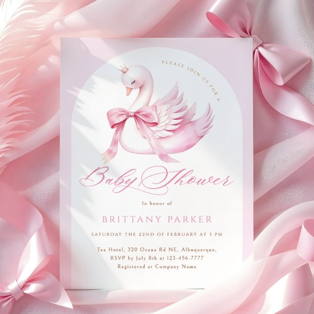 Coquette Rosa Svan Baby Shower Inbjudningar (Skapare uppladdad)