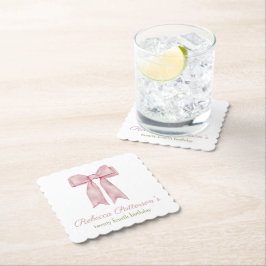 Coquette Rosa Vattenfärgssnöre Feminint Födelsedag Underlägg Papper