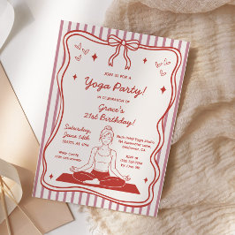 Coquette Rosa Yoga Pilates Födelsedagsfest Inbjudningar