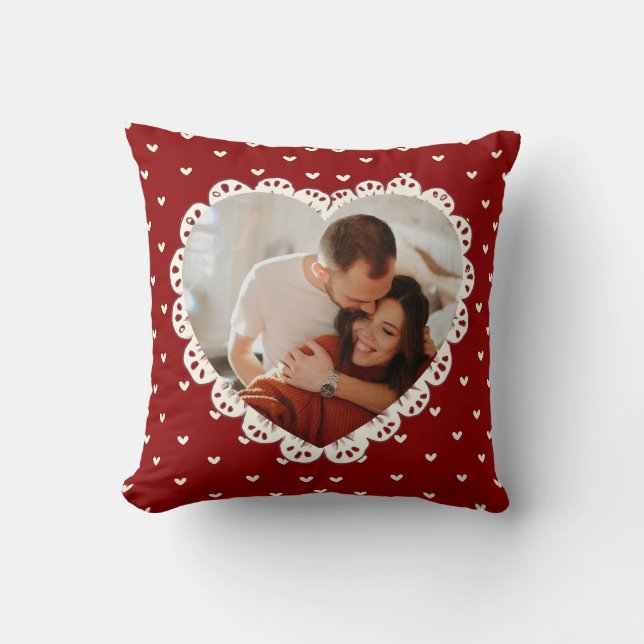 Coquette Rött Hjärta Utklippsformad Alla Hjärtans  Kudde (Framsida)