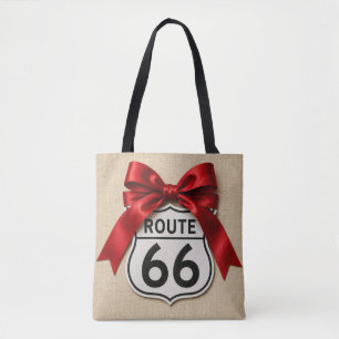 Coquette Route 66 Röd Satinbåge Falskt Linne Tygkasse