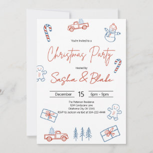 Coquette Rustic Red & Blue God Party Inbjudningar