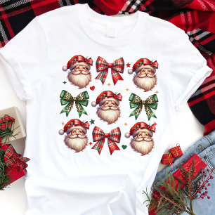 Coquette-rutiga rosetter och tomte-julstämning t shirt