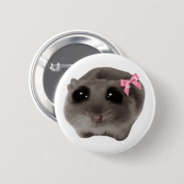 Coquette Sad Hamster Meme Pin Button Knapp (Framsida & baksida)