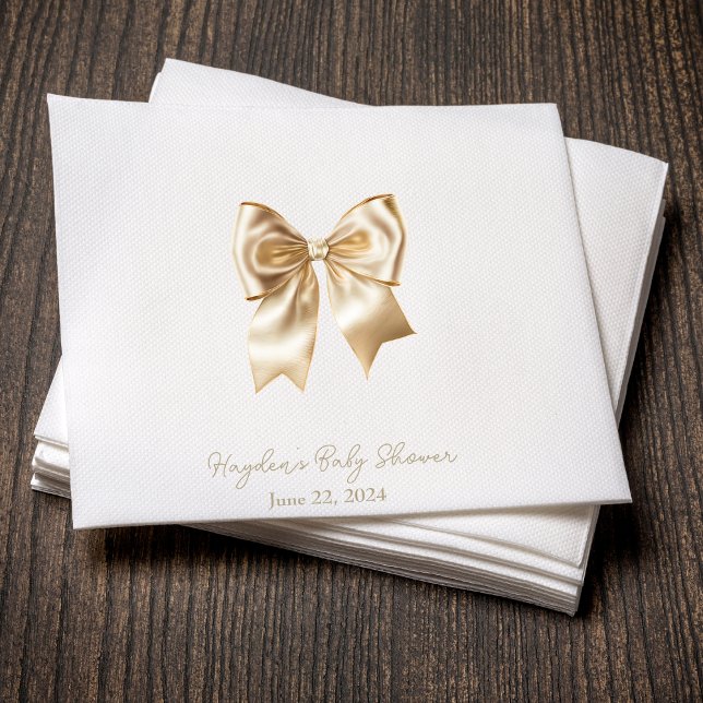Coquette Satin Cream Bow Personlig Napkin Pappersservett (Skapare uppladdad)