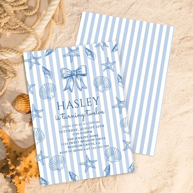 Coquette Seashells Coastal Birthday Invitation Inbjudningar (Skapare uppladdad)