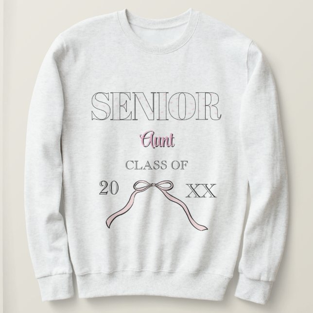 Coquette Senior Aunt Graduate Custom Pink Bow  T Shirt (Design framsida)