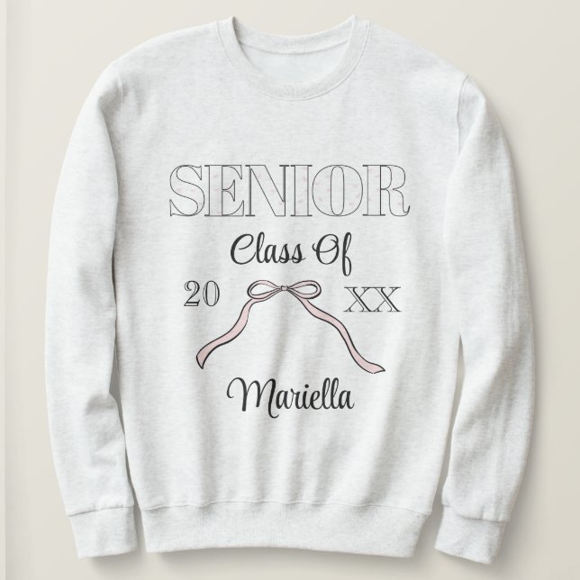 Coquette Senior Year Personalized Pink Bow  T Shirt (Design framsida)