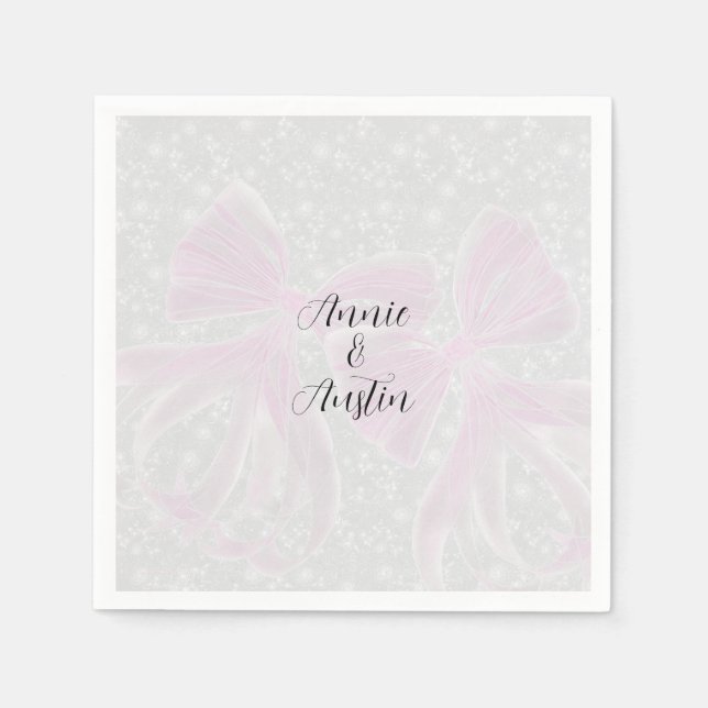  Coquette Sheer Rosa bågar- Fyrkantig  Pappersservett (Framsidan)