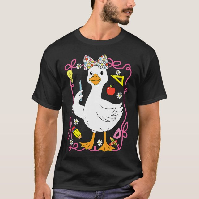 Coquette Silly Goose Teacher Retro Preppy Back To  T Shirt (Framsida)