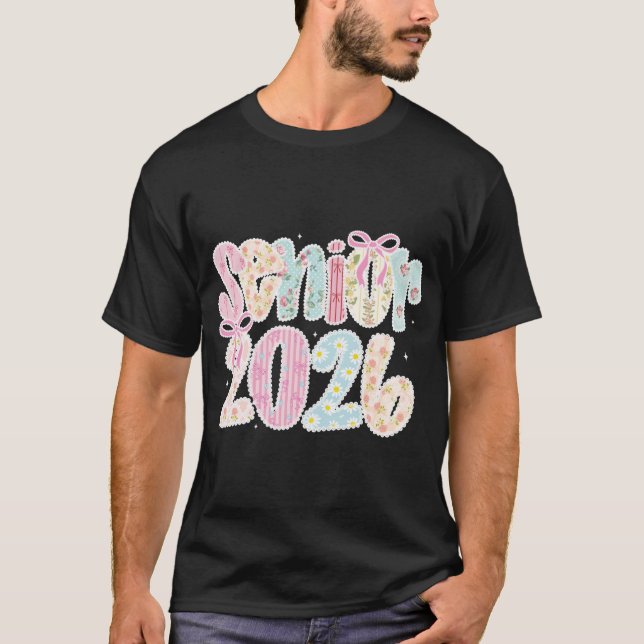 Coquette Snöre Blommigt Pastel Senior 2026 Senior  T Shirt (Framsida)