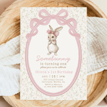 Coquette Some Bunny 1-års inbjudan